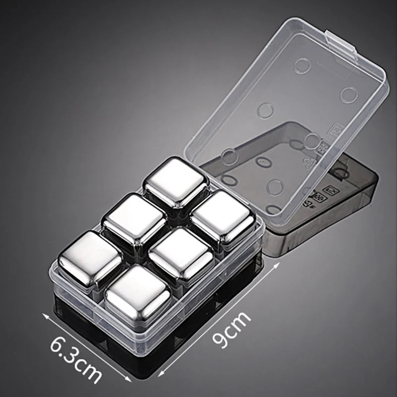 Reusable Stainless Steel Ice Cubes, 304 Steel Chilling Stones for Whiskey, Wine, Beer, Drink, Quick-Freeze Cooling Rock Bar Tool