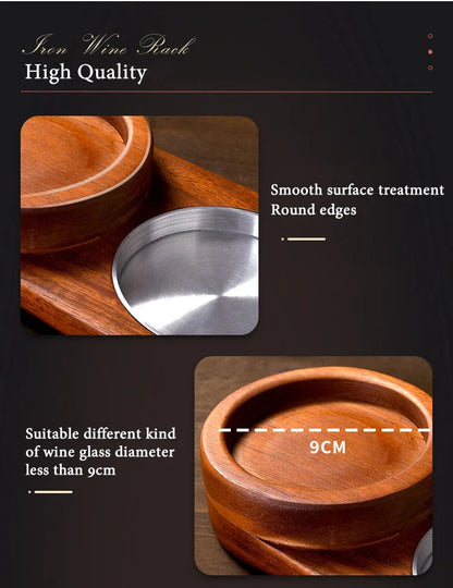 Creative 2-In-1 Whiskey Wine Glass Holder Ashtray Desk Wood Cup Rack Cigar Holder For Bar Home Kitchen Office Decoration