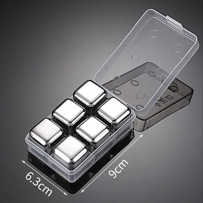 Reusable Stainless Steel Ice Cubes, 304 Steel Chilling Stones for Whiskey, Wine, Beer, Drink, Quick-Freeze Cooling Rock Bar Tool