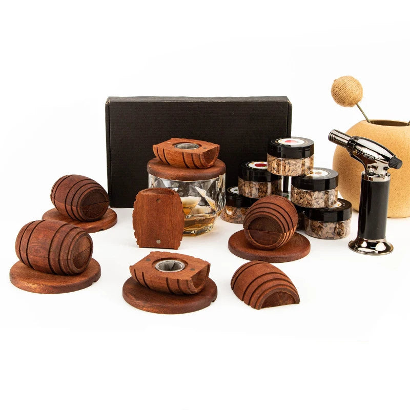 Whiskey Smoker Kit with Wood Chips - 4 Flavors Old Fashioned Drink Smoker Infuser for Bartender Cocktails Birthday Bourbon Gifts