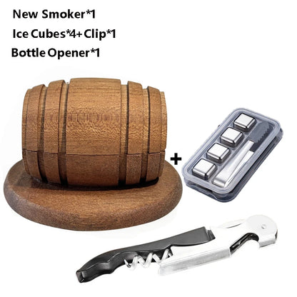 Whiskey Smoker Kit with Wood Chips - 4 Flavors Old Fashioned Drink Smoker Infuser for Bartender Cocktails Birthday Bourbon Gifts