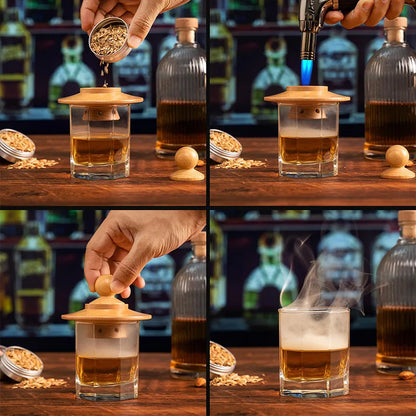 Cocktail Smoker Kit with 6 Wood Chips Smoking Set Old Fashioned Whiskey Smoker Drinks Kit Cocktail Accessories for Whiskey Drink