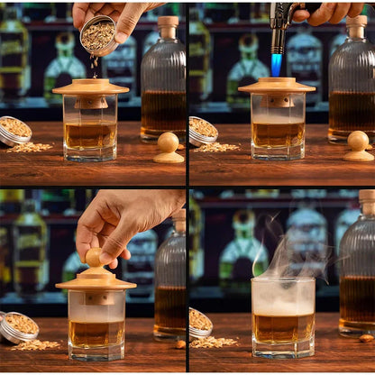 Premium Whiskey Cocktail Smoker Kit With 6 Wood Chips & Metal Filters,fast Oxidation Aerator Bar Tool Set For Home Luxury Gifts