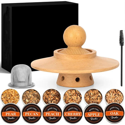 Premium Whiskey Cocktail Smoker Kit With 6 Wood Chips & Metal Filters,fast Oxidation Aerator Bar Tool Set For Home Luxury Gifts
