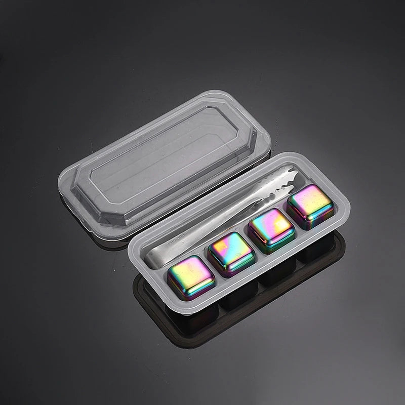 Reusable Stainless Steel Ice Cubes, 304 Steel Chilling Stones for Whiskey, Wine, Beer, Drink, Quick-Freeze Cooling Rock Bar Tool