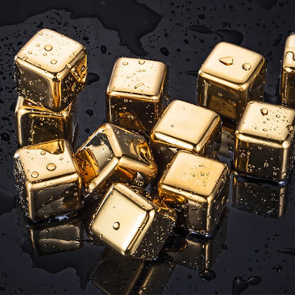 Reusable Stainless Steel Ice Cubes, 304 Steel Chilling Stones for Whiskey, Wine, Beer, Drink, Quick-Freeze Cooling Rock Bar Tool