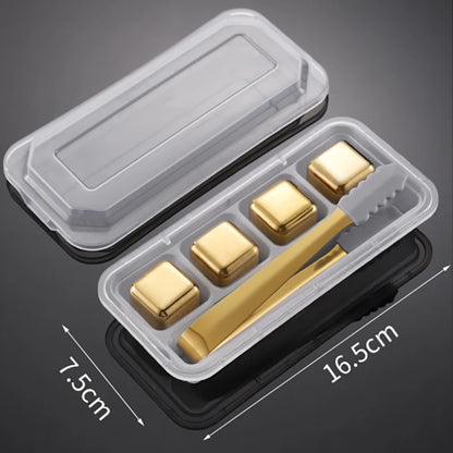 Reusable Stainless Steel Ice Cubes, 304 Steel Chilling Stones for Whiskey, Wine, Beer, Drink, Quick-Freeze Cooling Rock Bar Tool