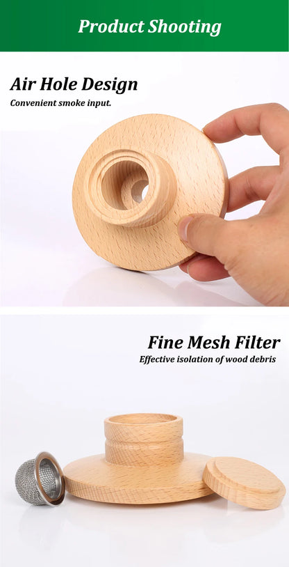 Wooden Bar Cocktail Smoker Kit Whiskey Tequila Wooden Smoked Wood Hood Smoker for Drinks Wine Mixing Cover Bar Tool with 4 Box