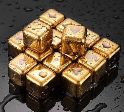 Reusable Stainless Steel Ice Cubes, 304 Steel Chilling Stones for Whiskey, Wine, Beer, Drink, Quick-Freeze Cooling Rock Bar Tool