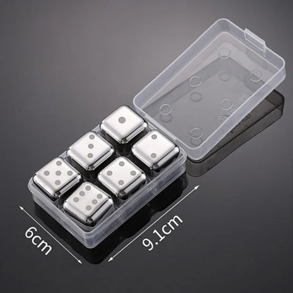 Reusable Stainless Steel Ice Cubes, 304 Steel Chilling Stones for Whiskey, Wine, Beer, Drink, Quick-Freeze Cooling Rock Bar Tool