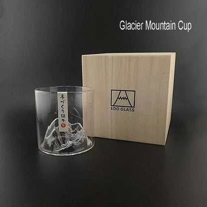 Japanese Glass Glacier Mountain Teacup Mt. Fuji Heat-resistant Glass Teacup Office Handy Retro Wine Glass Whisky Cup Home