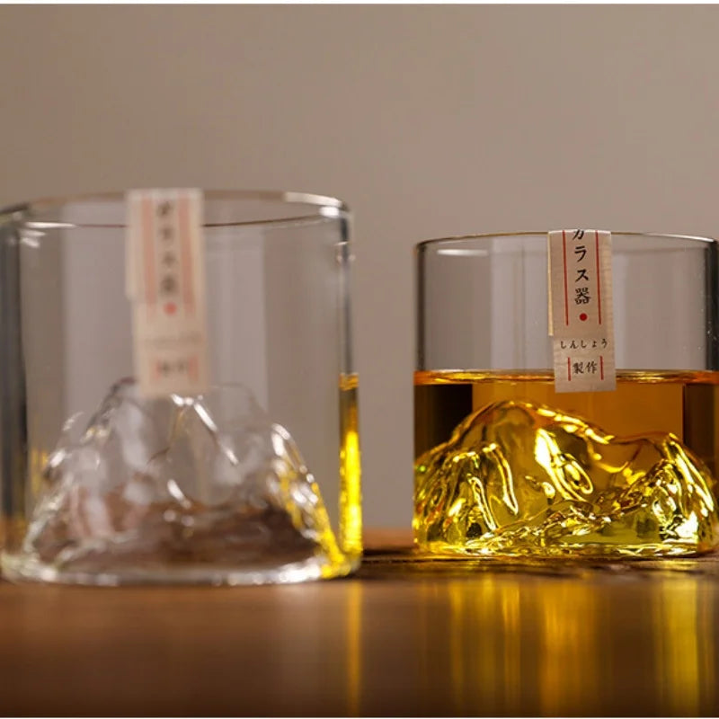 Japanese Glass Glacier Mountain Teacup Mt. Fuji Heat-resistant Glass Teacup Office Handy Retro Wine Glass Whisky Cup Home