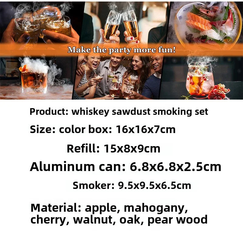 Premium Whiskey Cocktail Smoker Kit With 6 Wood Chips & Metal Filters,fast Oxidation Aerator Bar Tool Set For Home Luxury Gifts
