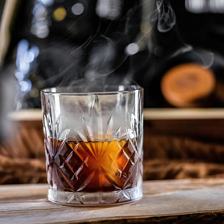 Wooden Bar Cocktail Smoker Kit Whiskey Tequila Wooden Smoked Wood Hood Smoker for Drinks Wine Mixing Cover Bar Tool with 4 Box