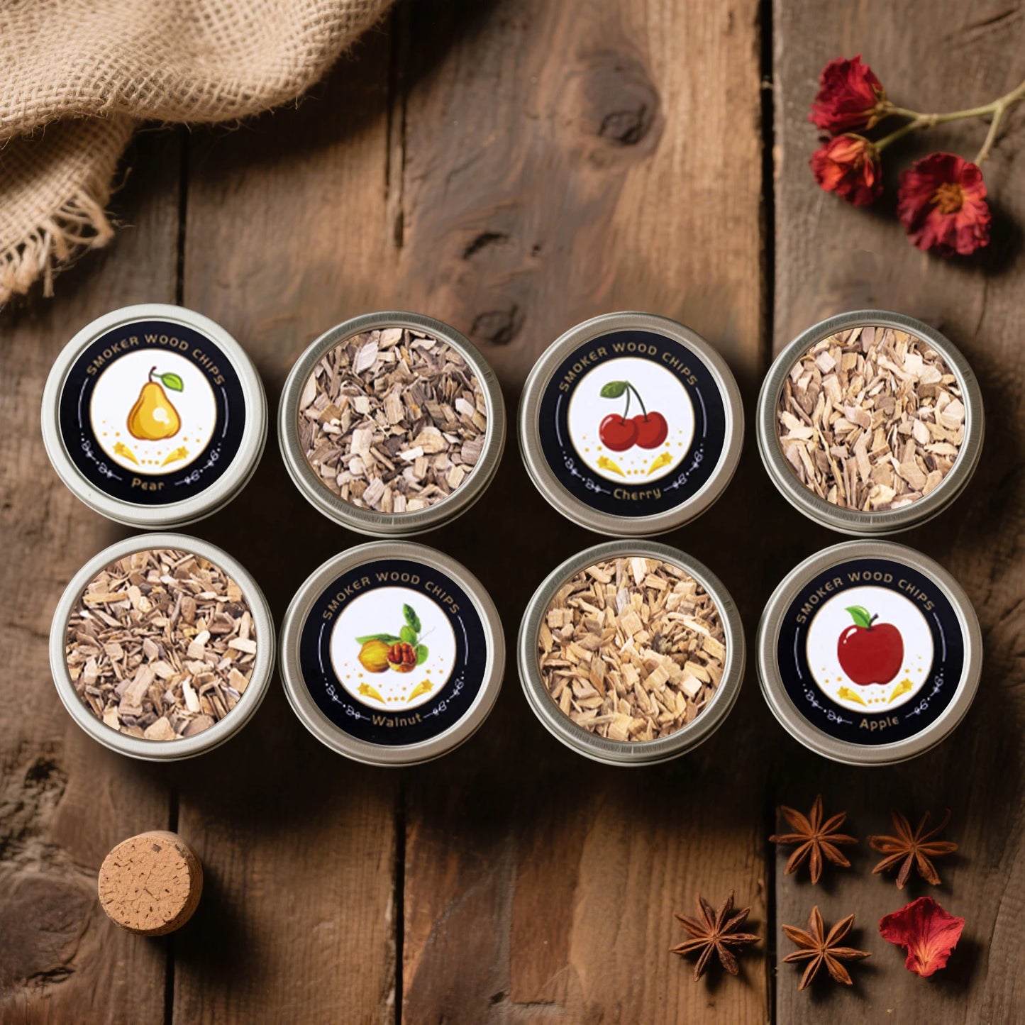 Whiskey Smoker Kit with Wood Chips - 4 Flavors Old Fashioned Drink Smoker Infuser for Bartender Cocktails Birthday Bourbon Gifts