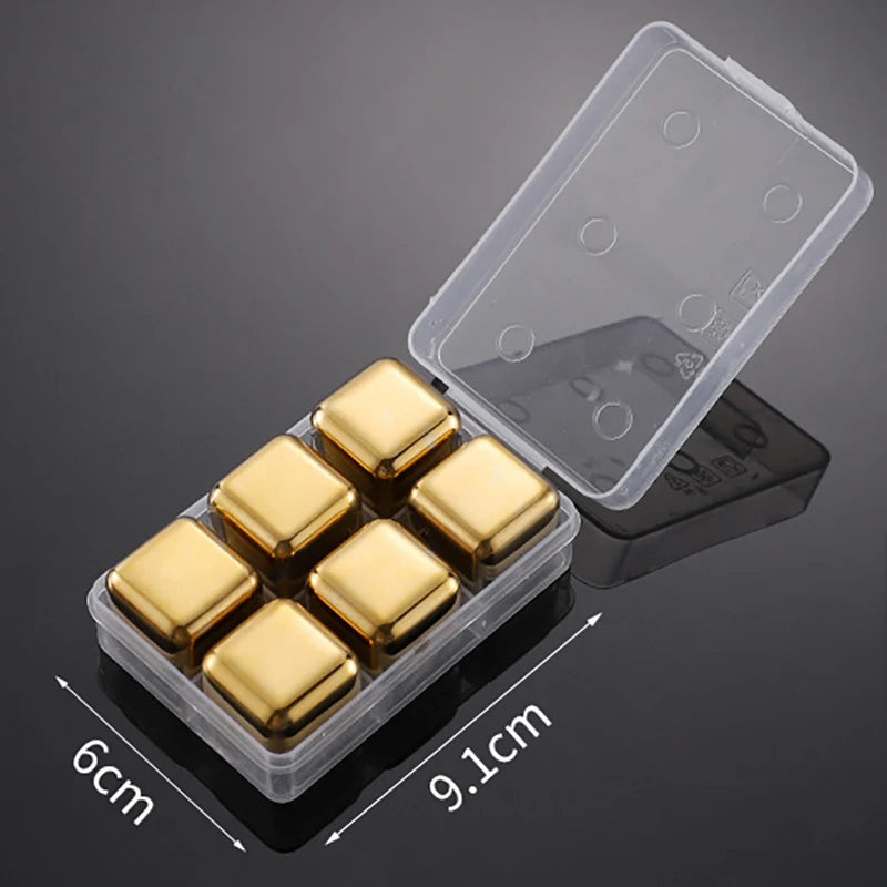 Reusable Stainless Steel Ice Cubes, 304 Steel Chilling Stones for Whiskey, Wine, Beer, Drink, Quick-Freeze Cooling Rock Bar Tool