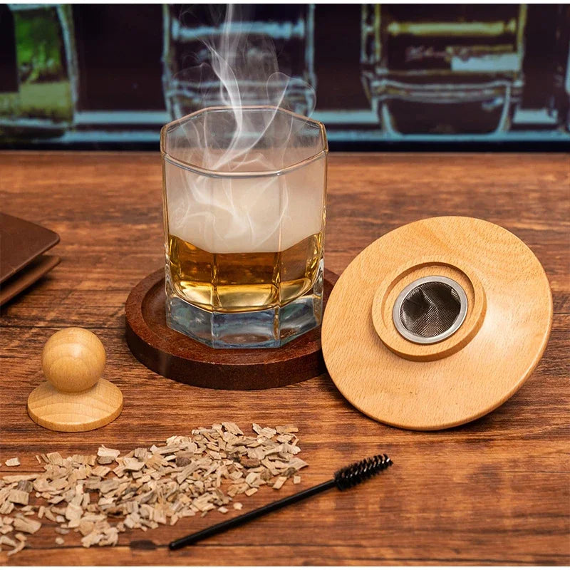 Premium Whiskey Cocktail Smoker Kit With 6 Wood Chips & Metal Filters,fast Oxidation Aerator Bar Tool Set For Home Luxury Gifts