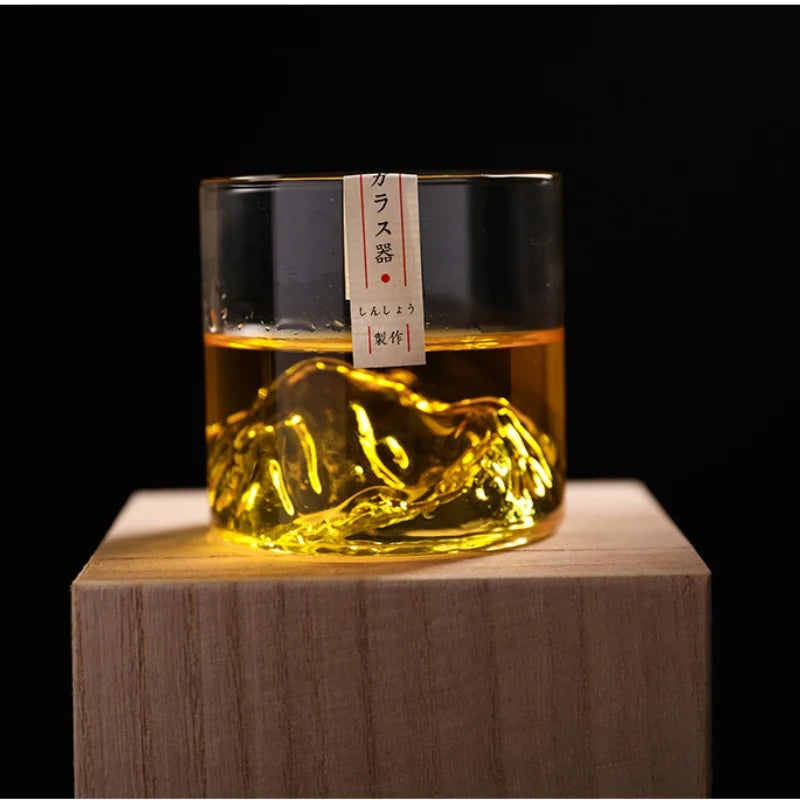 Japanese Glass Glacier Mountain Teacup Mt. Fuji Heat-resistant Glass Teacup Office Handy Retro Wine Glass Whisky Cup Home