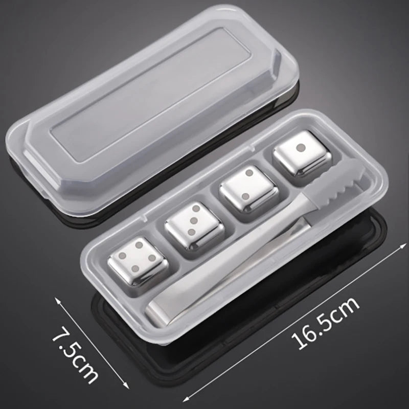 Reusable Stainless Steel Ice Cubes, 304 Steel Chilling Stones for Whiskey, Wine, Beer, Drink, Quick-Freeze Cooling Rock Bar Tool