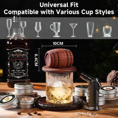 Whiskey Smoker Kit with Wood Chips - 4 Flavors Old Fashioned Drink Smoker Infuser for Bartender Cocktails Birthday Bourbon Gifts